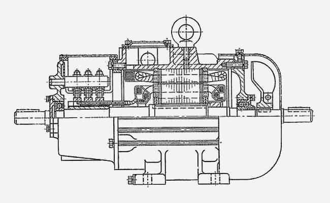 Схема кранового электродвигателя MTKF (МТКФ), МТKН, ДМТКФ с короткозамкнутым ротором